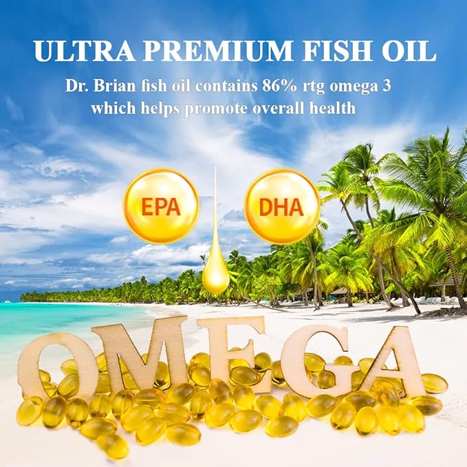 Dr.Brian Omega 3 Fish Oil Supplements, 3 Wild 1200mg with Flavor(180 Softgels)