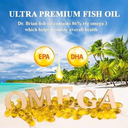 Dr.Brian Omega 3 Fish Oil Supplements, 3 Wild 1200mg with Flavor(180 Softgels)