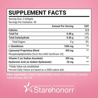 Liposomal Glutathione Softgels 1500MG, Reduced Glutathione 480 Softgels