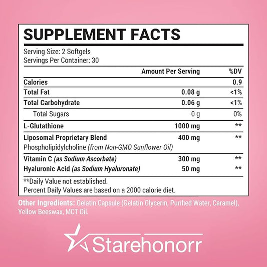 Liposomal Glutathione Softgels 1500MG, Reduced Glutathione 480 Softgels