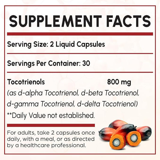 Tocotrienol Supplement Full Spectrum, Cutting-edge Fusion 800mg,Powerful Antioxidant,Cardiovascular,Highest -120 Liquid-Filled