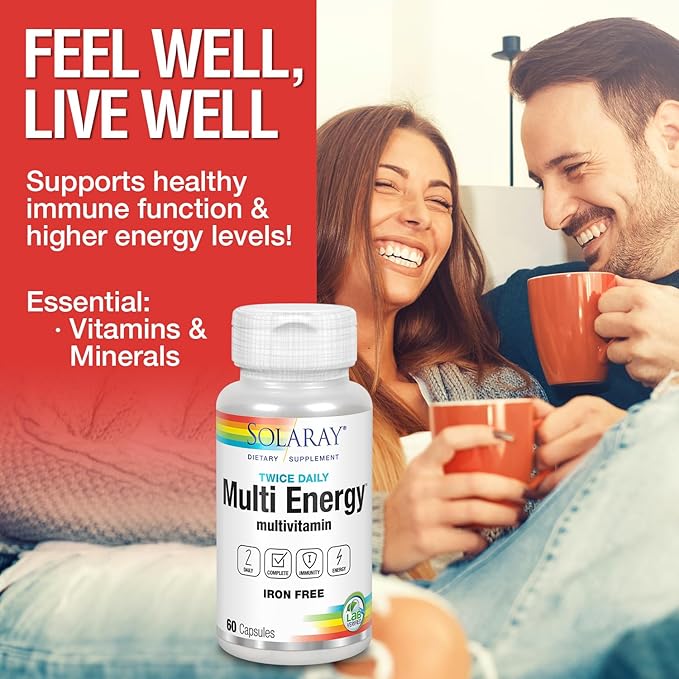 Solaray Multi Energy No Iron, Two Daily, Capsule (Btl-Plastic) 60ct (30 Serv, 60 CT)