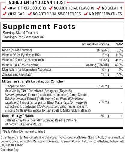 FORCE FACTOR Test X180 Boost Testosterone Booster and Energy Supplement for Men, Boost Energy, Increase Stamina, Enhance Vitality and Performance, with D-Aspartic Acid and Fenugreek, 120 Tablets