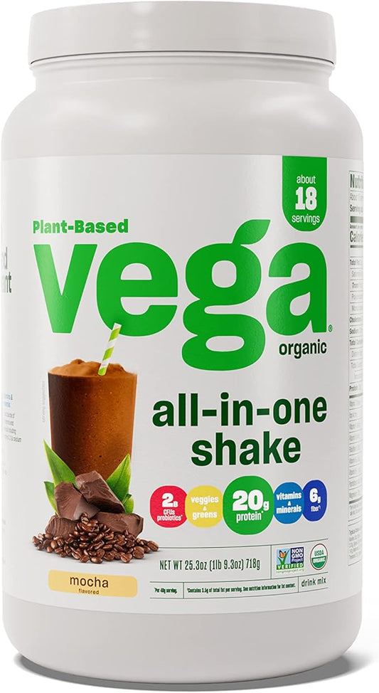 Vega Organic All-in-One Vegan Protein Powder, Mocha 1.6 lbs