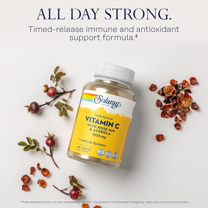 SOLARAY Vitamin C w/Rose HIPS & 1000mg, Two-Stage (100 Servings, 100 Tablets)