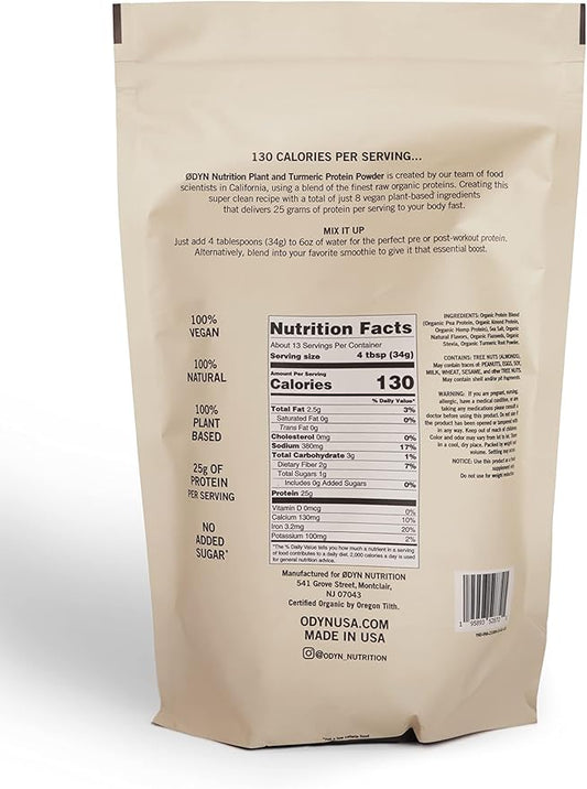 Organic Plant Based Protein Powder, 25g of 454g.