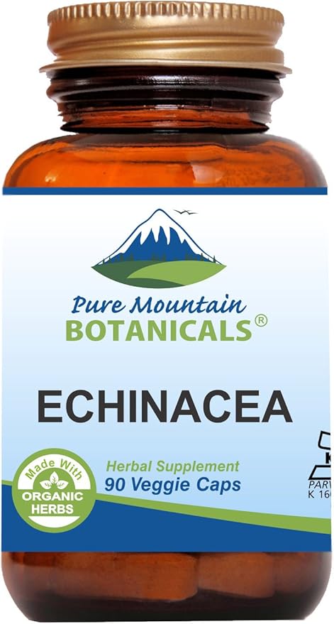 Pure Mountain Botanicals Echinacea Capsules Supplement 420mg Organic