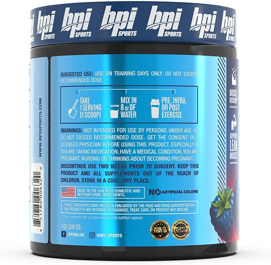 BPI Sports BEST BCAA - BCAA Powder Post Workout Sports Drink with Branched Chain Amino Acids for Hydration & Recovery, for Men & Women - Blue Raspberry - 30 Servings