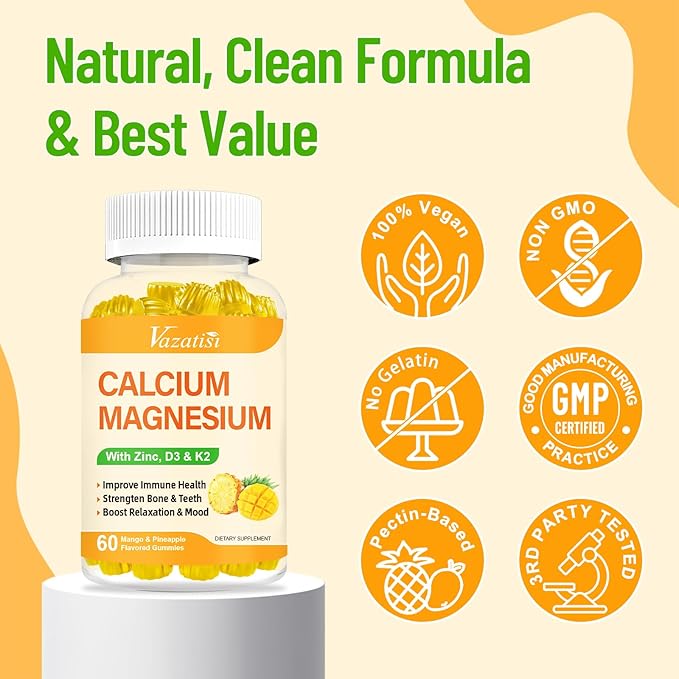 Calcium Magnesium Zinc Gummies with Vitamin D3 & K2, High 120 Gummies…