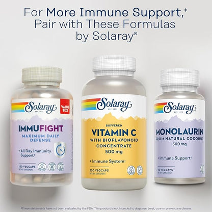 SOLARAY Buffered Vitamin C 500mg 60-Day Guarantee 250 Servings, 250 VegCaps