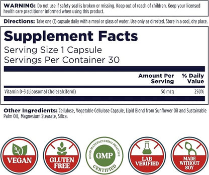 KAL Liposomal Vitamin D3 50 mcg, 30 Servings