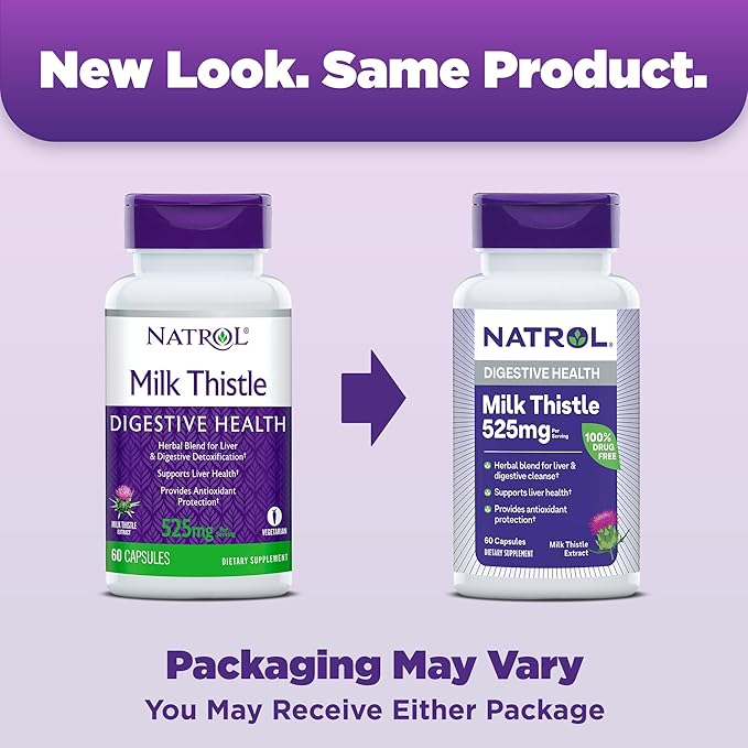 Natrol Milk Thistle 525 mg per 60 Capsules, 30 Day