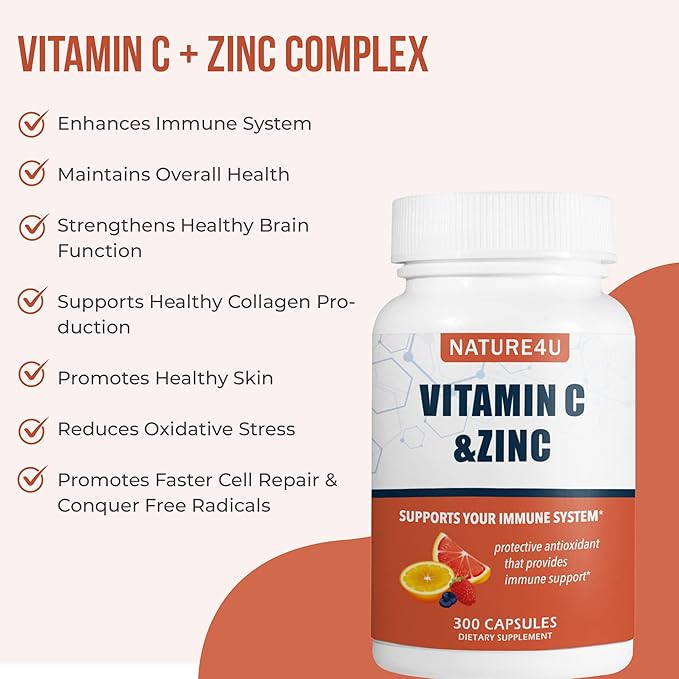 Vitamin C 1000mg with Zinc, Rose 300 Capsules