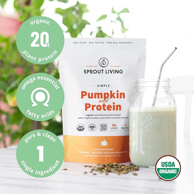 Sprout Living Simple Pumpkin Seed Protein 20 Grams (2 Pound)