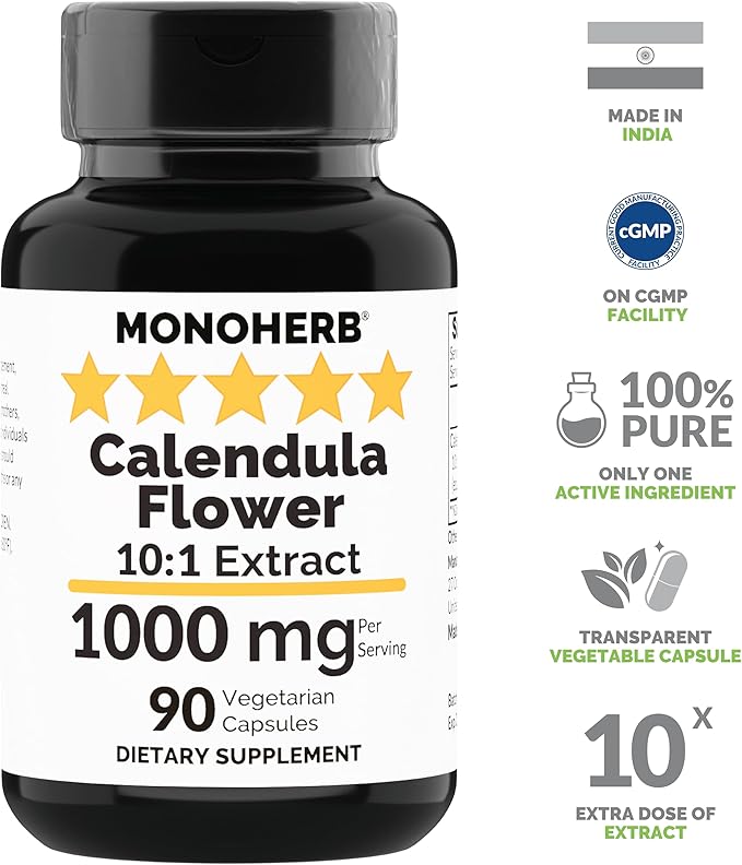 Calendula Flower Extract 1000 mg 90 Vegetarian