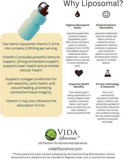Aurora Nutrascience, Nano-Liposomal Vitamin C, Vitamin 3,000 mg