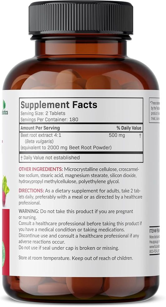 Futurebiotics Beet Root Extra Strength (Equivalent to 2000mg Beet Root per Serving from 500mg 4:1 Extract), Non-GMO, 360 Vegetarian Tablets