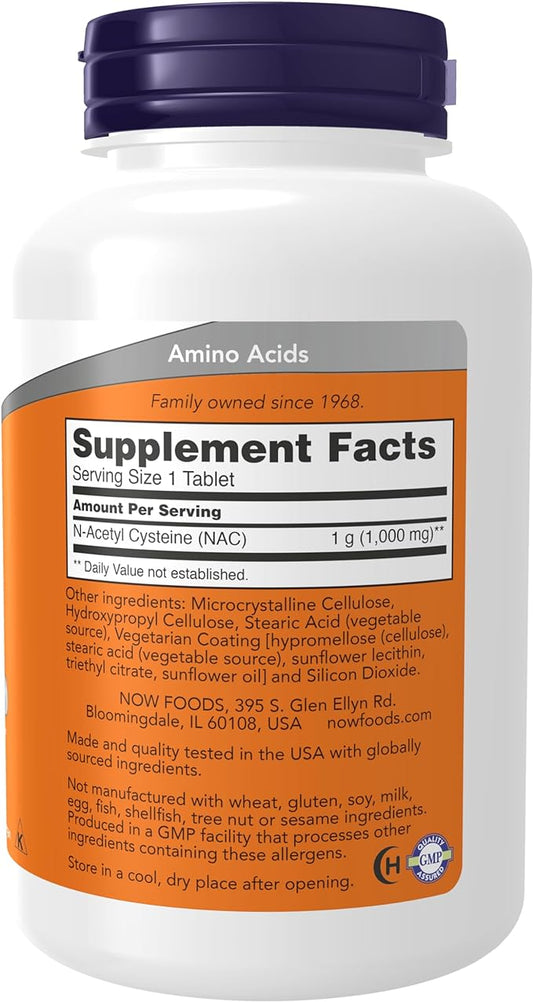 NOW Supplements, NAC (N-Acetyl-Cysteine) 1,000 mg, 120 Tablets