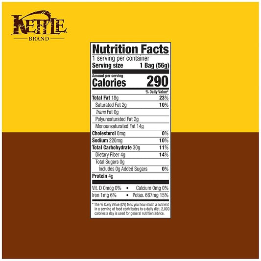 Kettle Brand Potato Chips, Sea Salt Kettle Chips, Snack Bag, 2 Oz (Pack of 6)