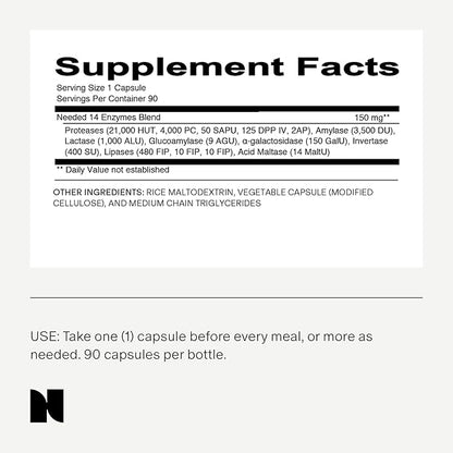 Needed. Digestive Enzymes Support 90 Capsules 14 Clinically
