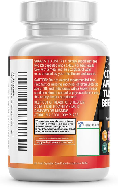Clean Nutraceuticals Ceylon Cinnamon Turmeric Apple Cider Vinegar Ginseng Berberine Plus Bitter Melon Gymnema Milk Thistle Fenugreek
