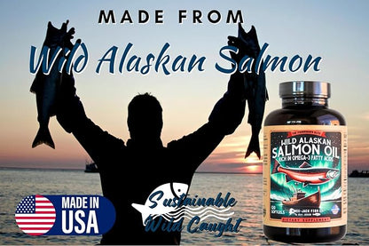 Wild Alaskan Salmon Fish Oil Omega 3 Supplement 120 Softgels 1000mg Salmon