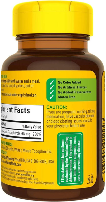 Nature Made Plant Sourced Vitamin E 267 mg (400 IU) 100 Count 3)