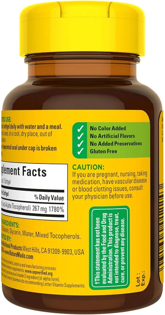 Nature Made Plant Sourced Vitamin E 267 mg (400 IU) 100 Count 3)