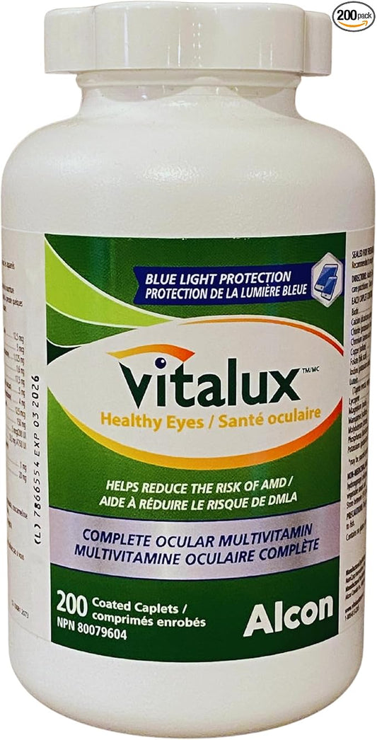 Healthy Eyes Ocular Multivitamin/No beta-Carotene, Complete multivitamin for Eyes, Blue Light Protection, 200 Coated Tablets