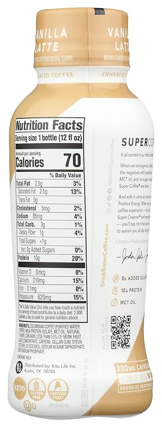 Kitu, Super Coffee Protein MCT Oil Vanilla, 12 Fl Oz