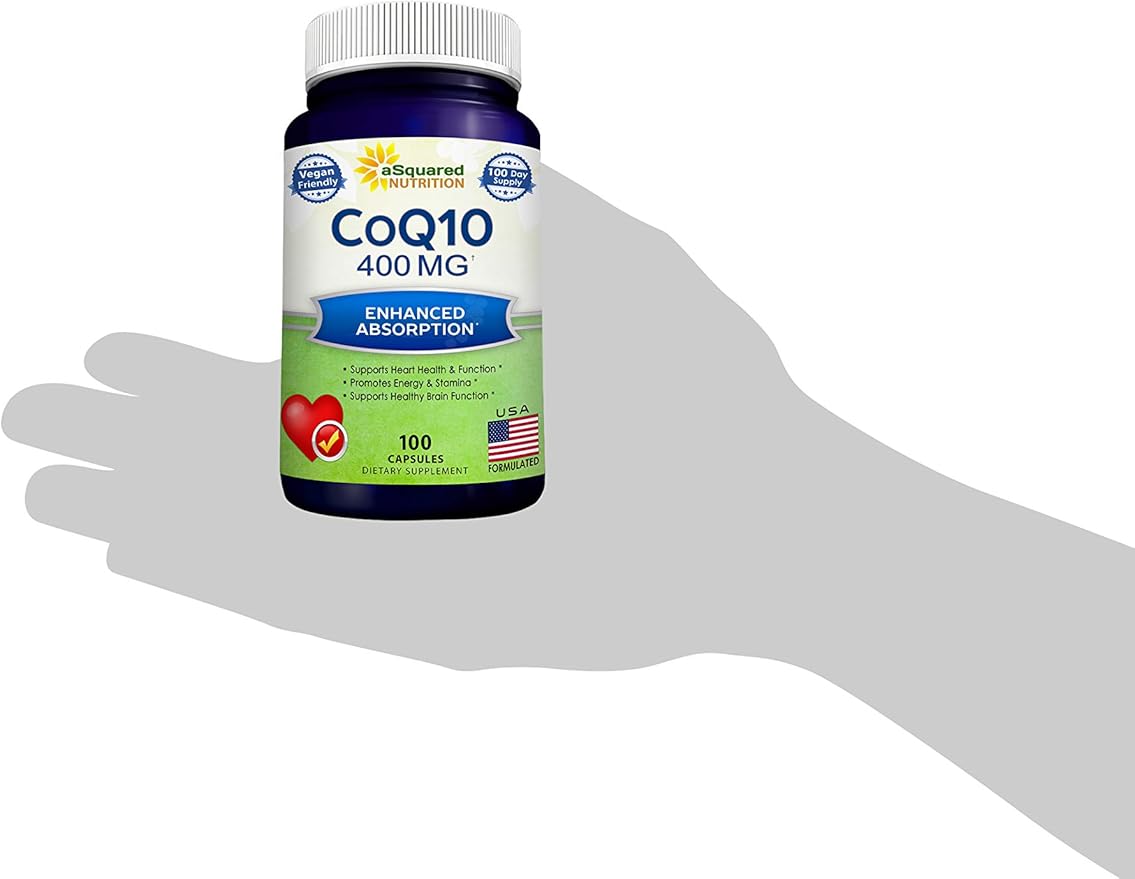 aSquared Nutrition CoQ10 (400mg Max Strength, 100 Veggie Q10 Powder Q-10 Enzyme 10 400 400 mg