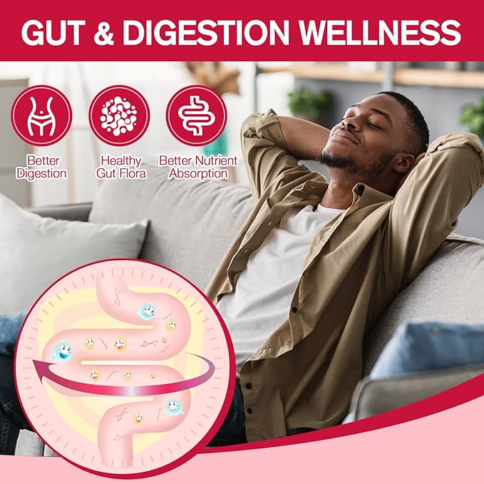 9-in-1 Probiotic Fiber Gummies for Adults & Teens 16G Fiber per Serving, Psyllium Fiber Supplement with 5 Billion CFU Bacillus Coagulans, Inulin, ACV for Digestive, Gut & Immune Wellness - 60 Gummies