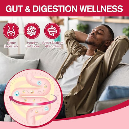 9-in-1 Probiotic Fiber Gummies for Adults & Teens 16G Fiber per Serving, Psyllium Fiber Supplement with 5 Billion CFU Bacillus Coagulans, Inulin, ACV for Digestive, Gut & Immune Wellness - 60 Gummies