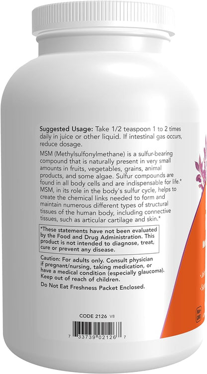 NOW Supplements, MSM (Methylsulfonylmethane) Powder, Supports 1-Pound