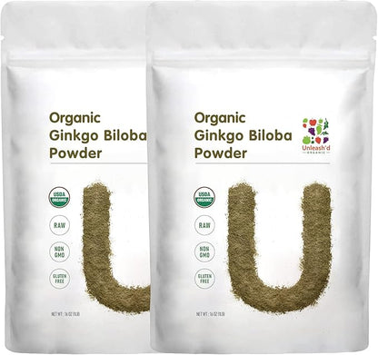 UNLEASH'D ORGANIC 2-Pack Ginkgo Biloba Extract Powder(1 Pound),
