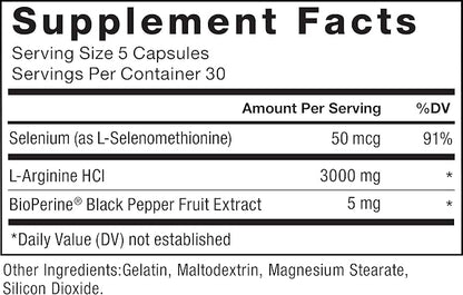 Force Factor L-Arginine,3-Pack,Nitric Oxide Supplement with BioPerine to Help Build Muscle & Support Stronger Blood Flow,Circulation,Nutrient Delivery,& Pumps,L-Arginine 3000mg,3g,450 Capsules