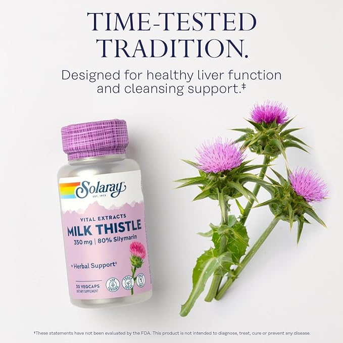 SOLARAY Milk Thistle Seed Extract 350 80% Silymarin, 60 Day 30 Servings, 30 VegCaps