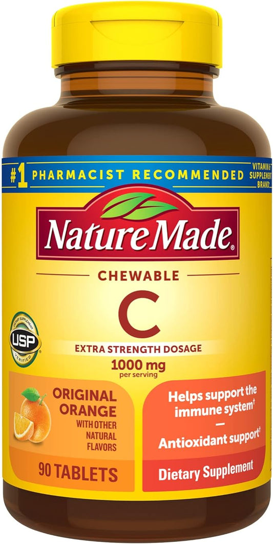 Nature Made Extra Strength Dosage Chewable 1000 mg 90 Tablets, 45 Day