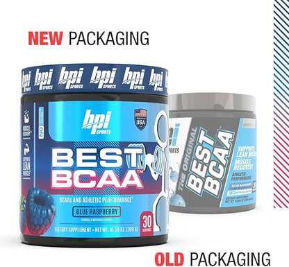 BPI Sports BEST BCAA - BCAA Powder Post Workout Sports Drink with Branched Chain Amino Acids for Hydration & Recovery, for Men & Women - Blue Raspberry - 30 Servings