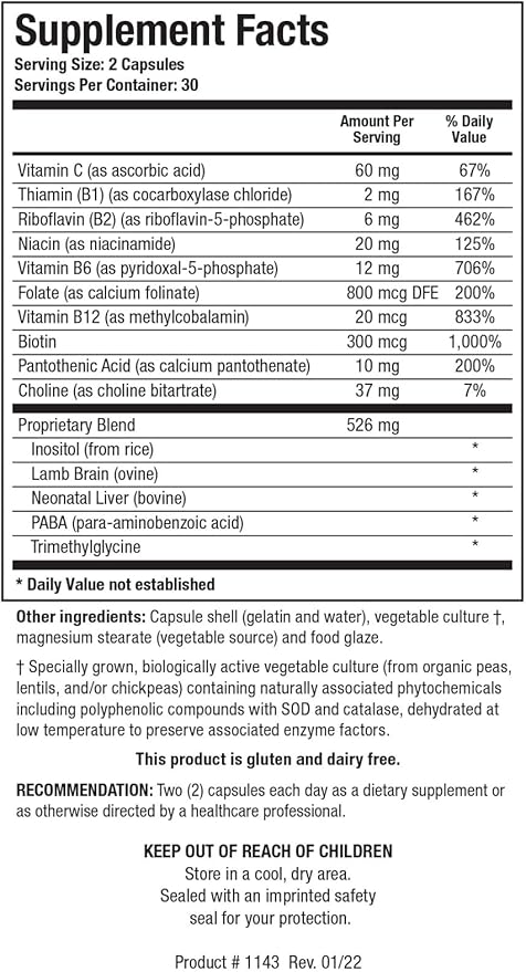 Biotics Research Bio GGG B B B6, B12, B12, Folate. 60 Capsule