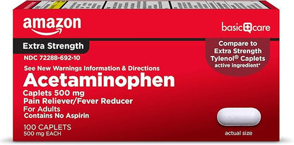 Amazon Basic Care Extra Strength Pain 500 mg, 100 Count