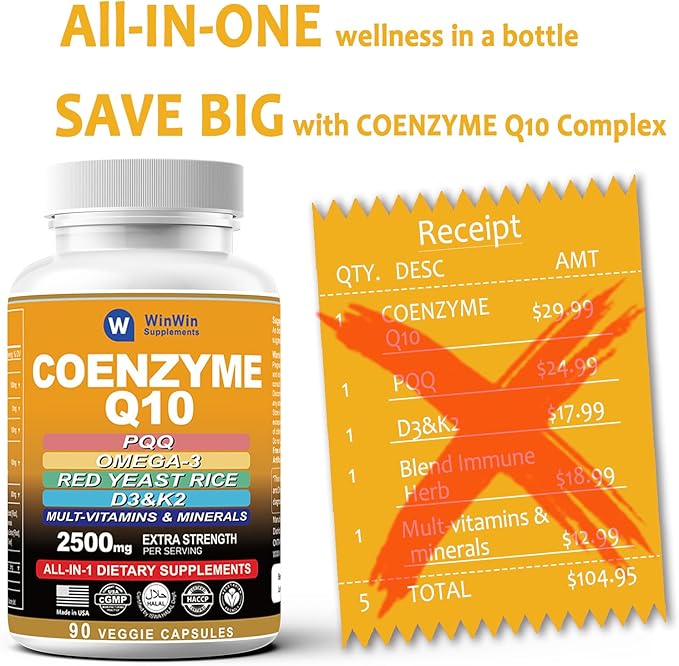 Coq10 1000mg PQQ Omega 3 Fish D3 K2 K2 &