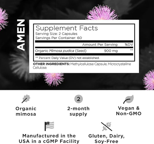 Amen Organic Mimosa Pudica Seeds Capsules, 2 Month 120 Capsules