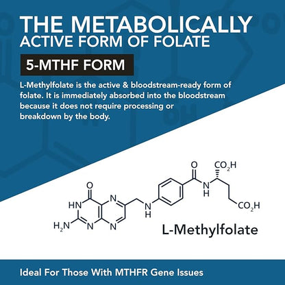 L Methyl Folate 15mg Plus Methyl B12 Cofactor – Organic, Berry Flavor, Professional Strength, Liquid Sublingual, Active 5-MTHF Form - Supports Mood, Homocysteine Methylation, Cognition (1oz -2 Pack)