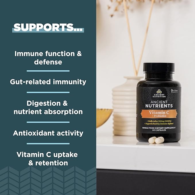 Ancient Nutrition Probiotics and Vitamin C 30 Servings