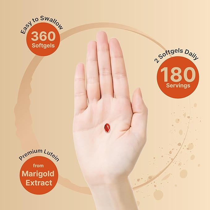 Lutein 40mg and Zeaxanthin 1,600mcg Per 360 Softgels 4 in 1 with Omega-3s, Astaxanthin,
