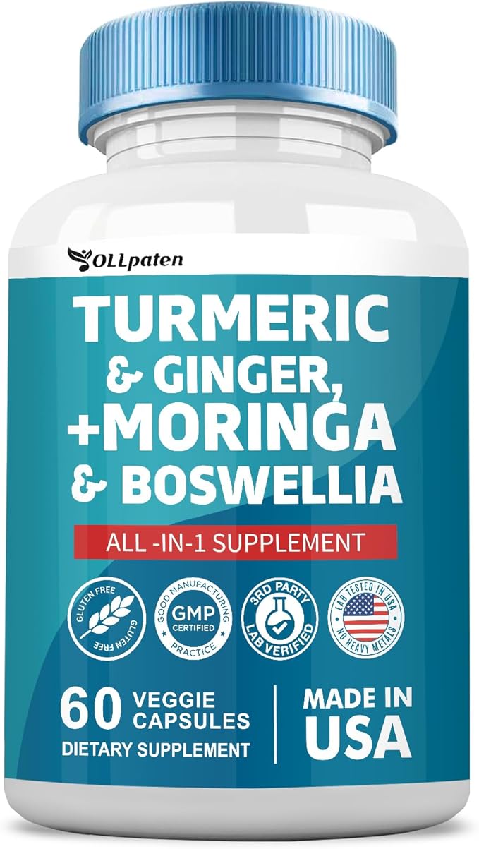 Turmeric Curcumin 30000mg Moringa 50000mg Ginger 3000mg Boswellia 3000mg Saffron 2000mg All-in-One 60 Capsules