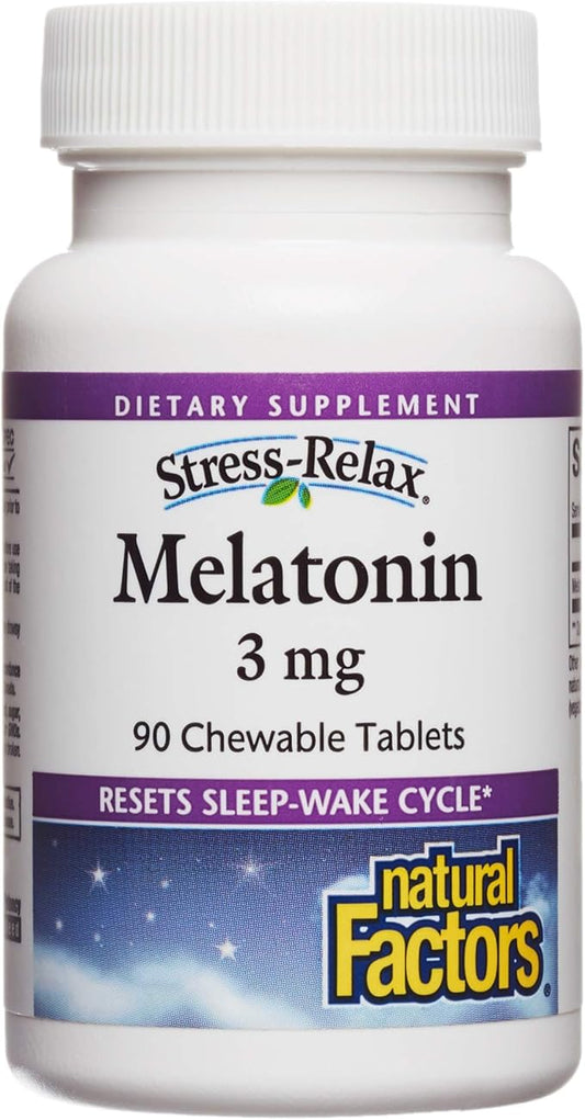 Stress-Relax Melatonin 3 mg by Natural 90 chewable (90 servings),