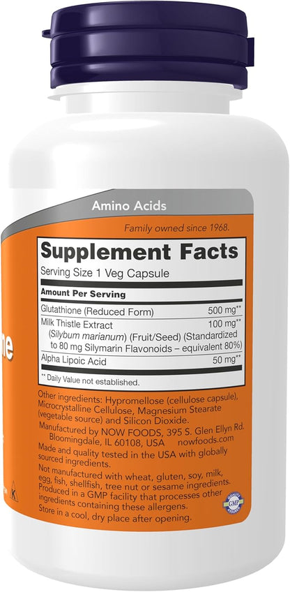 NOW Supplements, Glutathione 500 mg, 60 Veg