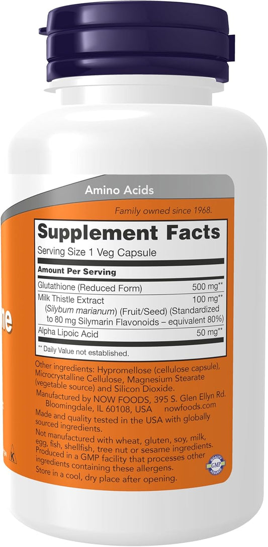 NOW Supplements, Glutathione 500 mg, 60 Veg